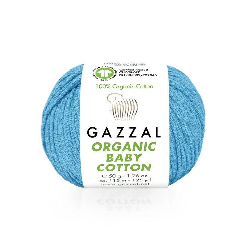 Gazzal Organic Baby Cotton El Örgü İpi Mavi 424 - Thumbnail