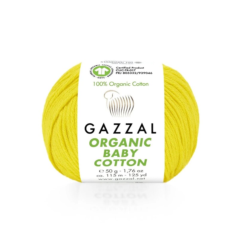 Gazzal Organic Baby Cotton El Örgü İpi Sarı 420 - Thumbnail