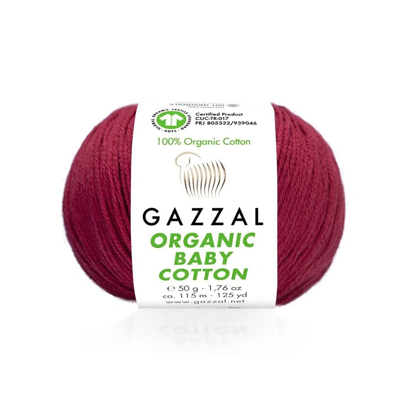 Gazzal Organic Baby Cotton El Örgü İpi Koyu Kırmızı 429 - Thumbnail