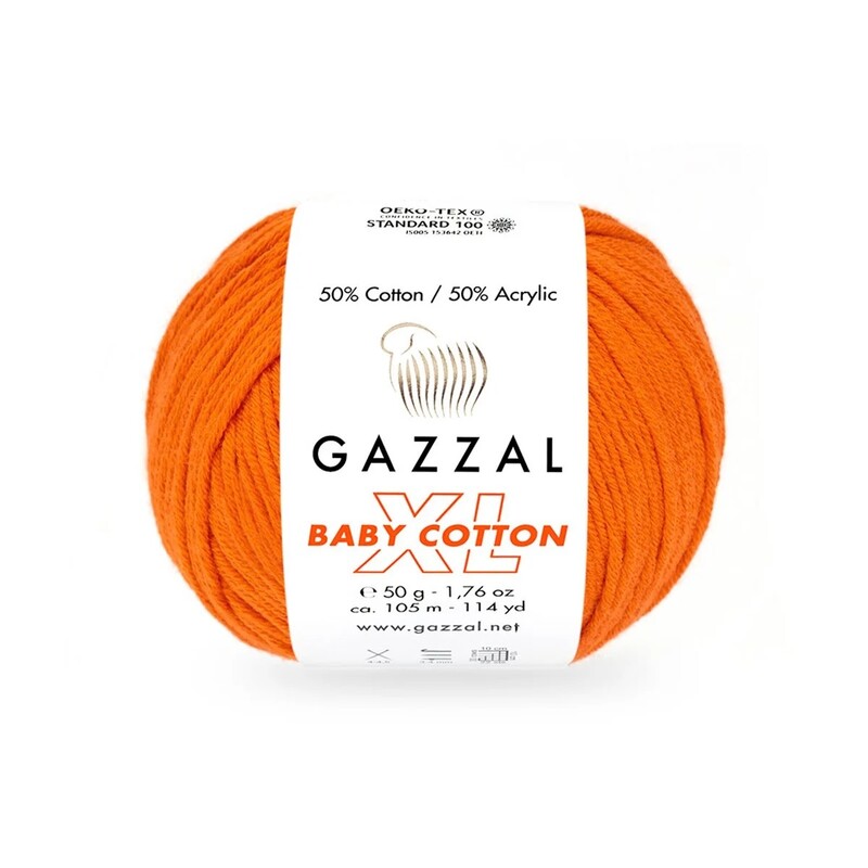 Gazzal - Gazzal Baby Cotton XL El Örgü İpi Canlı Turuncu 3419
