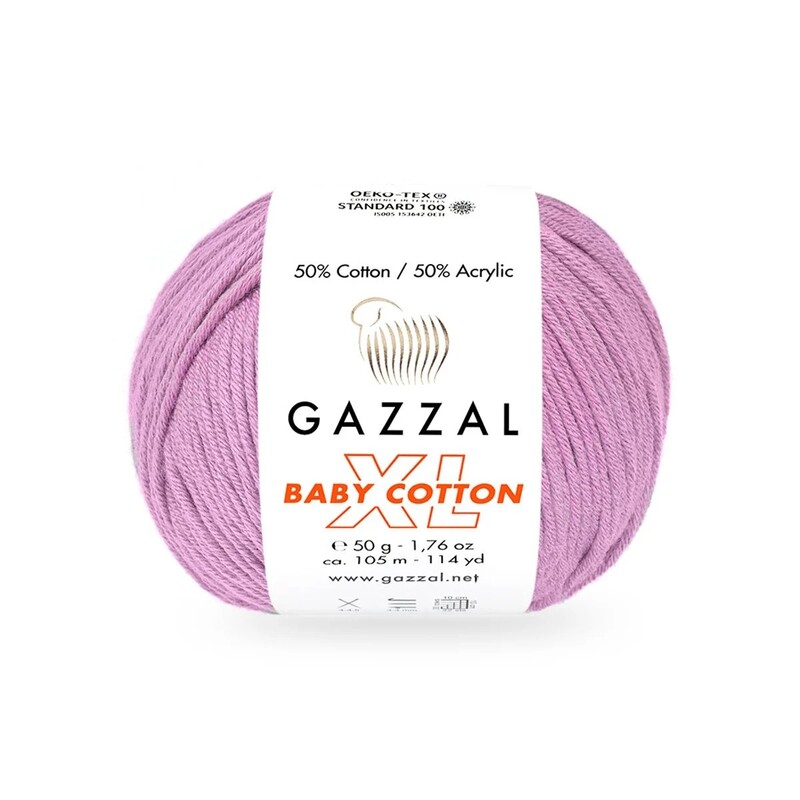 Gazzal Baby Cotton XL El Örgü İpi Pastel Lavanta 3422 - Thumbnail