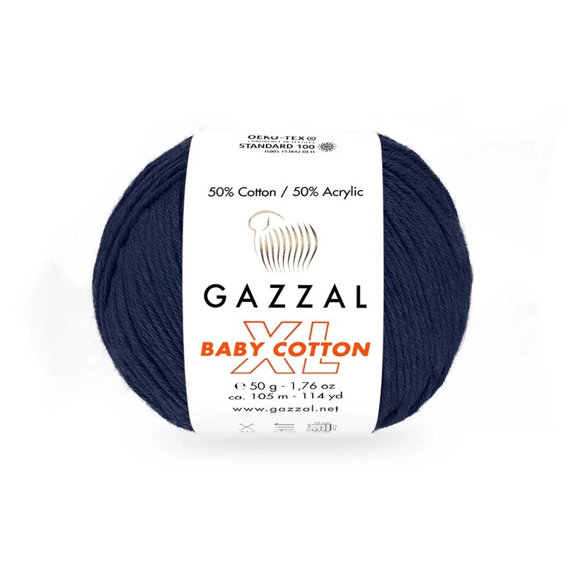 Gazzal - Gazzal Baby Cotton XL El Örgü İpi Lacivert 3438