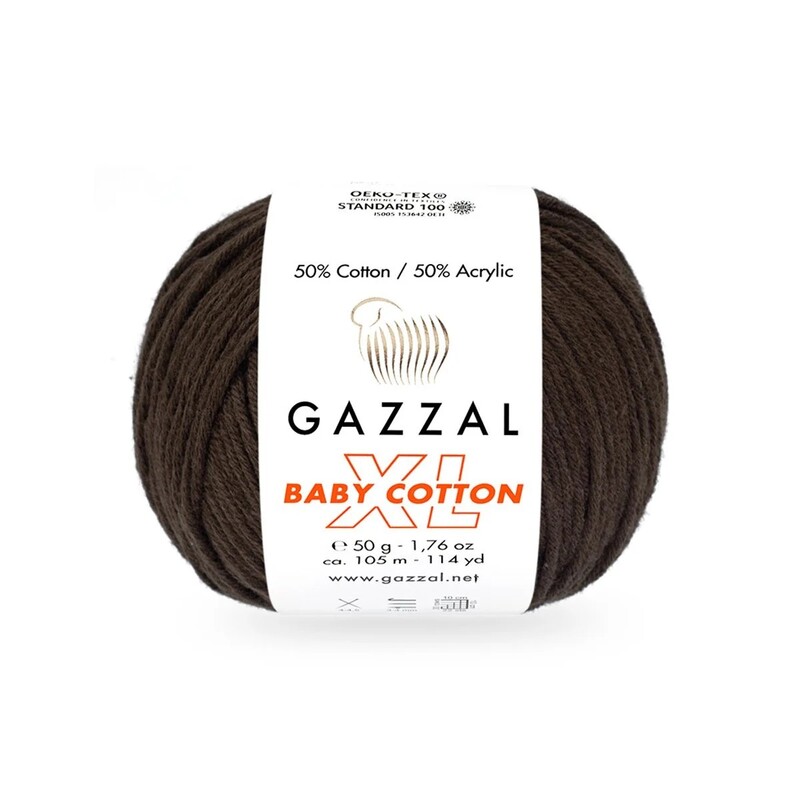 Gazzal Baby Cotton XL El Örgü İpi Kahverengi 3436 - Thumbnail
