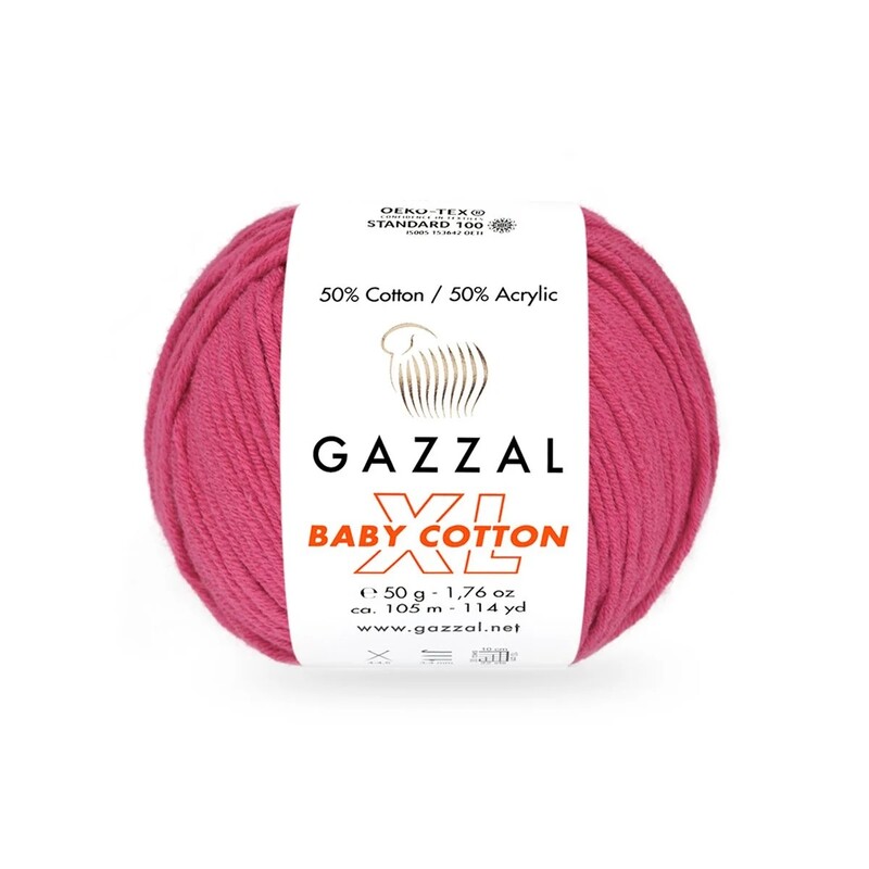 Gazzal Baby Cotton XL El Örgü İpi Ahududu 3415 - Thumbnail