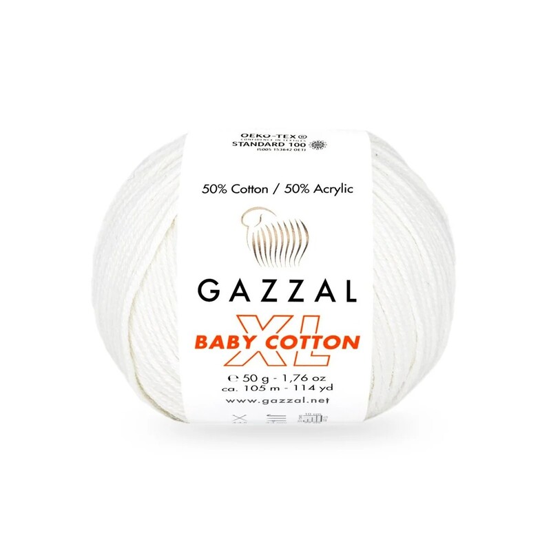 Gazzal Baby Cotton XL El Örgü İpi Parlak Beyaz 3432 - Thumbnail