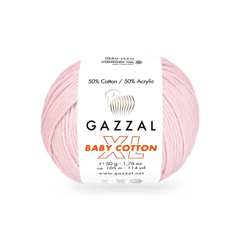 Gazzal Baby Cotton XL El Örgü İpi Açık Pembe 3411 - Thumbnail