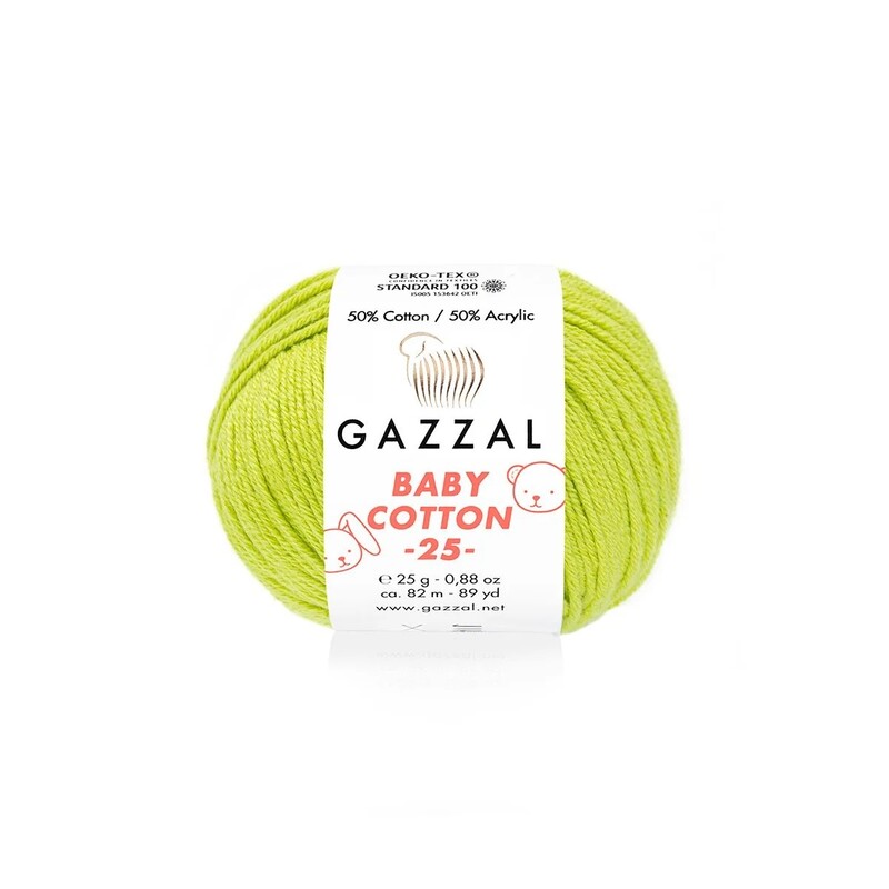 Gazzal - Gazzal Baby Cotton 25 El Örgü İpi Limonata 3457
