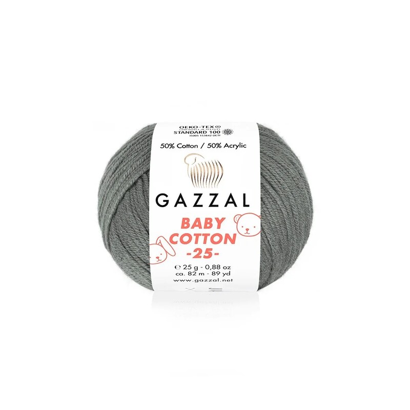 Gazzal - Gazzal Baby Cotton 25 El Örgü İpi Granil Gri 3450