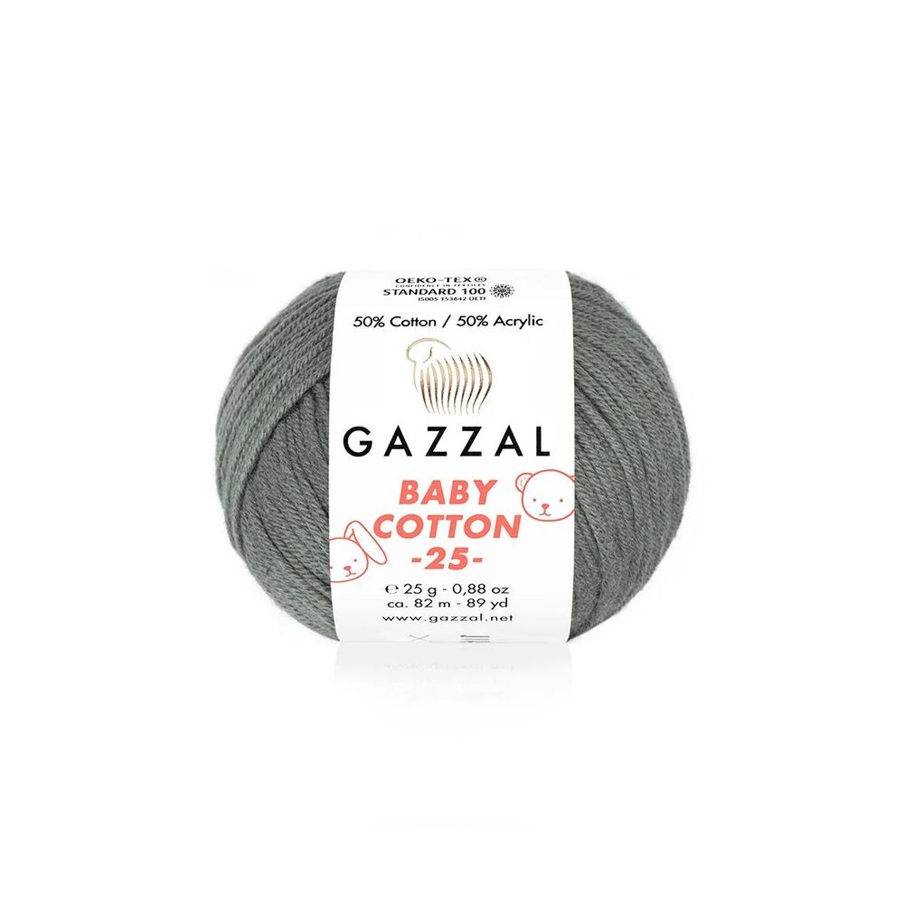 Gazzal Baby Cotton 25 El Örgü İpi Koyu Gri 3450