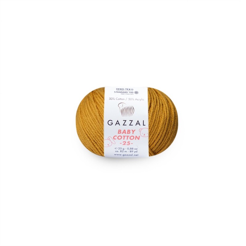Gazzal - Gazzal Baby Cotton 25 El Örgü İpi Maden Sarısı 3447
