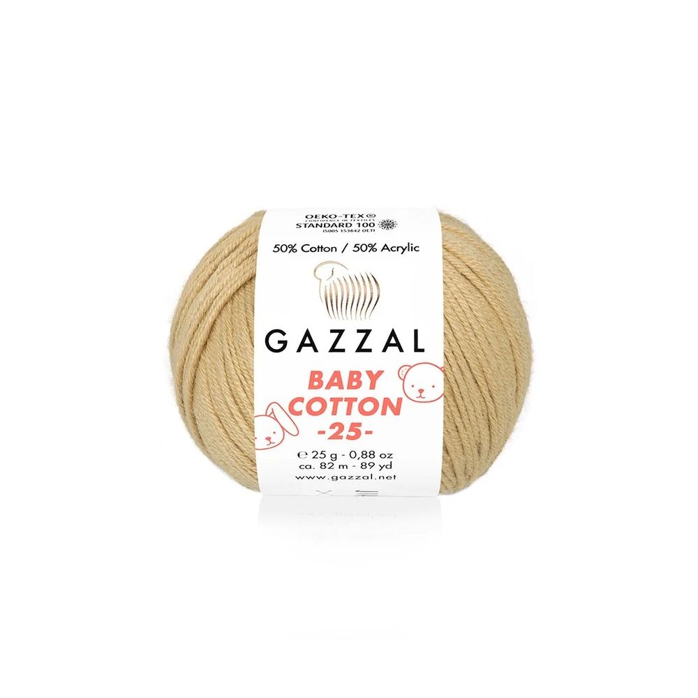 Gazzal Baby Cotton 25 El Örgü İpi Badem 3424