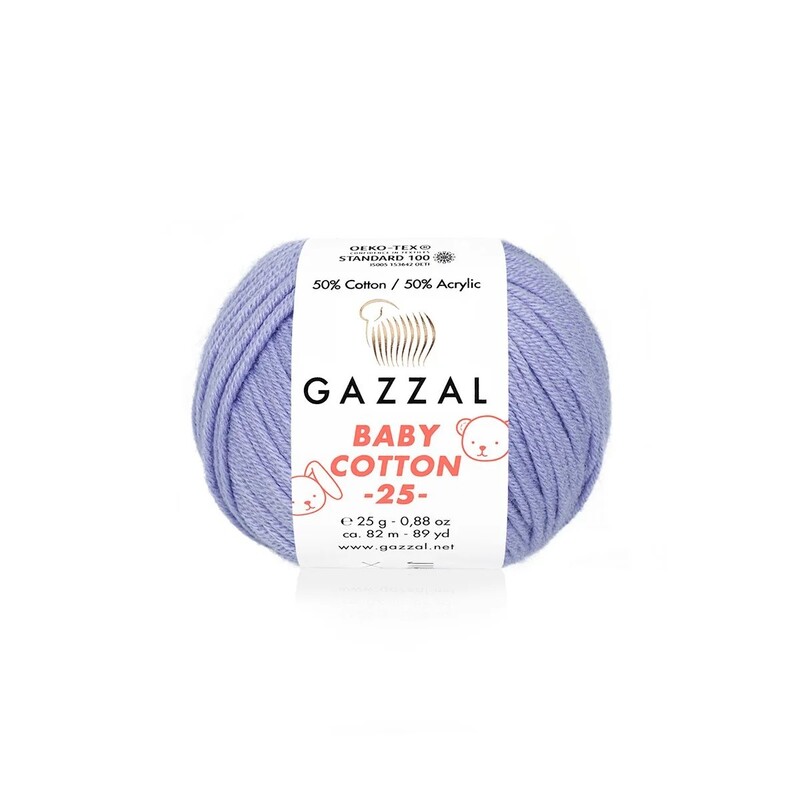 Gazzal - Gazzal Baby Cotton 25 El Örgü İpi Lila 3420