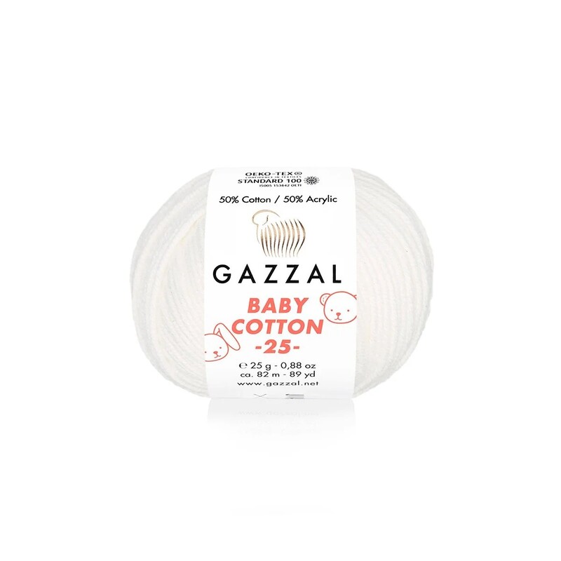 Gazzal - Gazzal Baby Cotton 25 El Örgü İpi Kırık Beyaz 3410