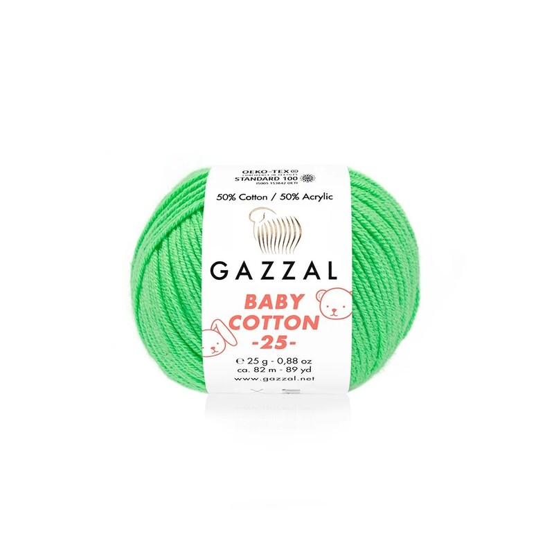Gazzal - Gazzal Baby Cotton 25 El Örgü İpi Yaz Yeşili 3466