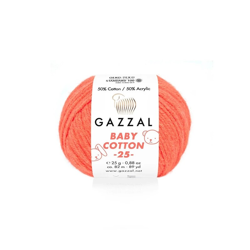 Gazzal - Gazzal Baby Cotton 25 El Örgü İpi Turuncu 3459