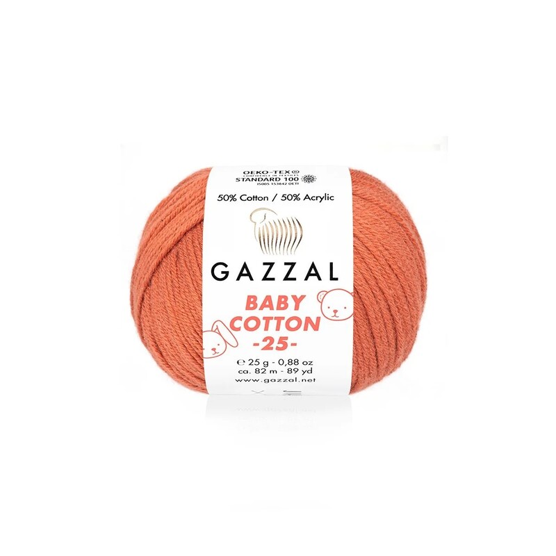 Gazzal - Gazzal Baby Cotton 25 El Örgü İpi Tarçın 3454
