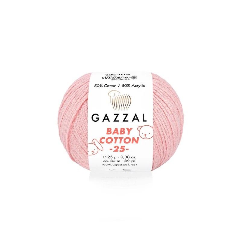 Gazzal - Gazzal Baby Cotton 25 El Örgü İpi Mercan 3444