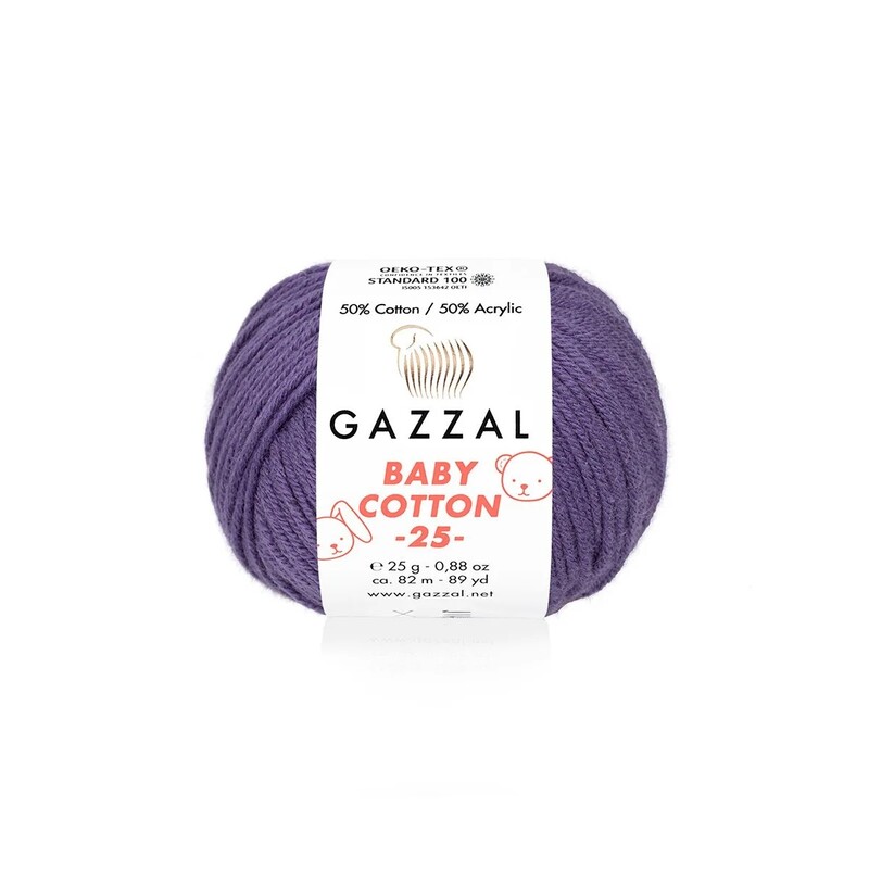 Gazzal - Gazzal Baby Cotton 25 El Örgü İpi Koyu Lila 3440