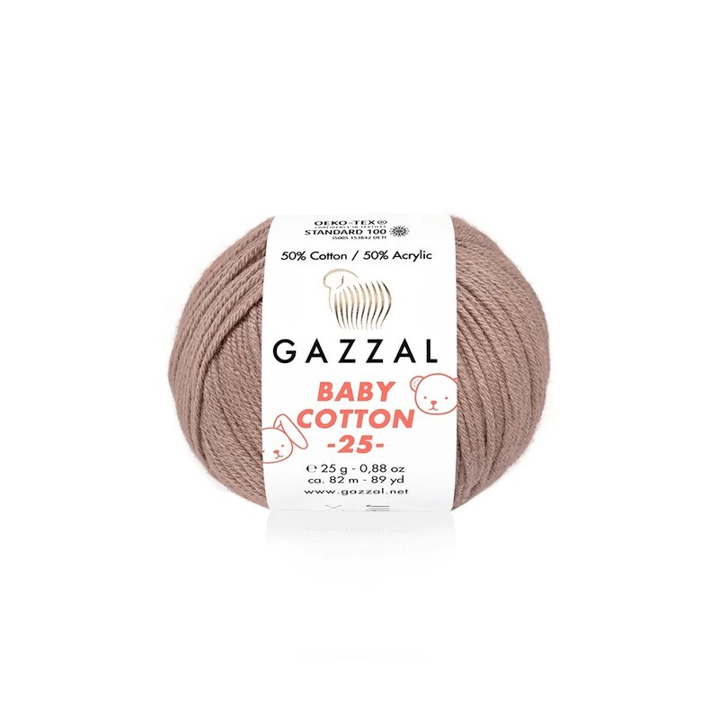 Gazzal - Gazzal Baby Cotton 25 El Örgü İpi Açık Kahve 3434