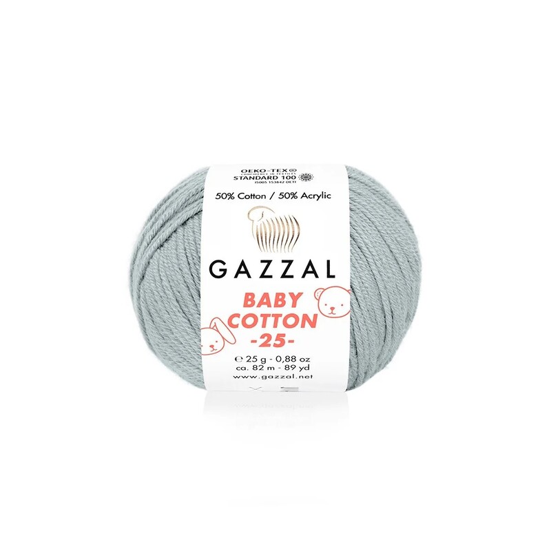 Gazzal Baby Cotton 25 El Örgü İpi Gri 3430 - Thumbnail