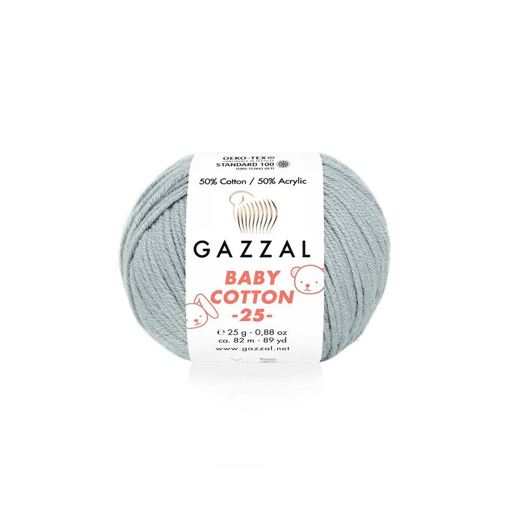 Gazzal Baby Cotton 25 El Örgü İpi Gri 3430
