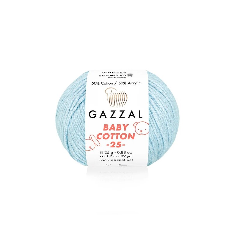 Gazzal - Gazzal Baby Cotton 25 El Örgü İpi Bebe Mavi 3429