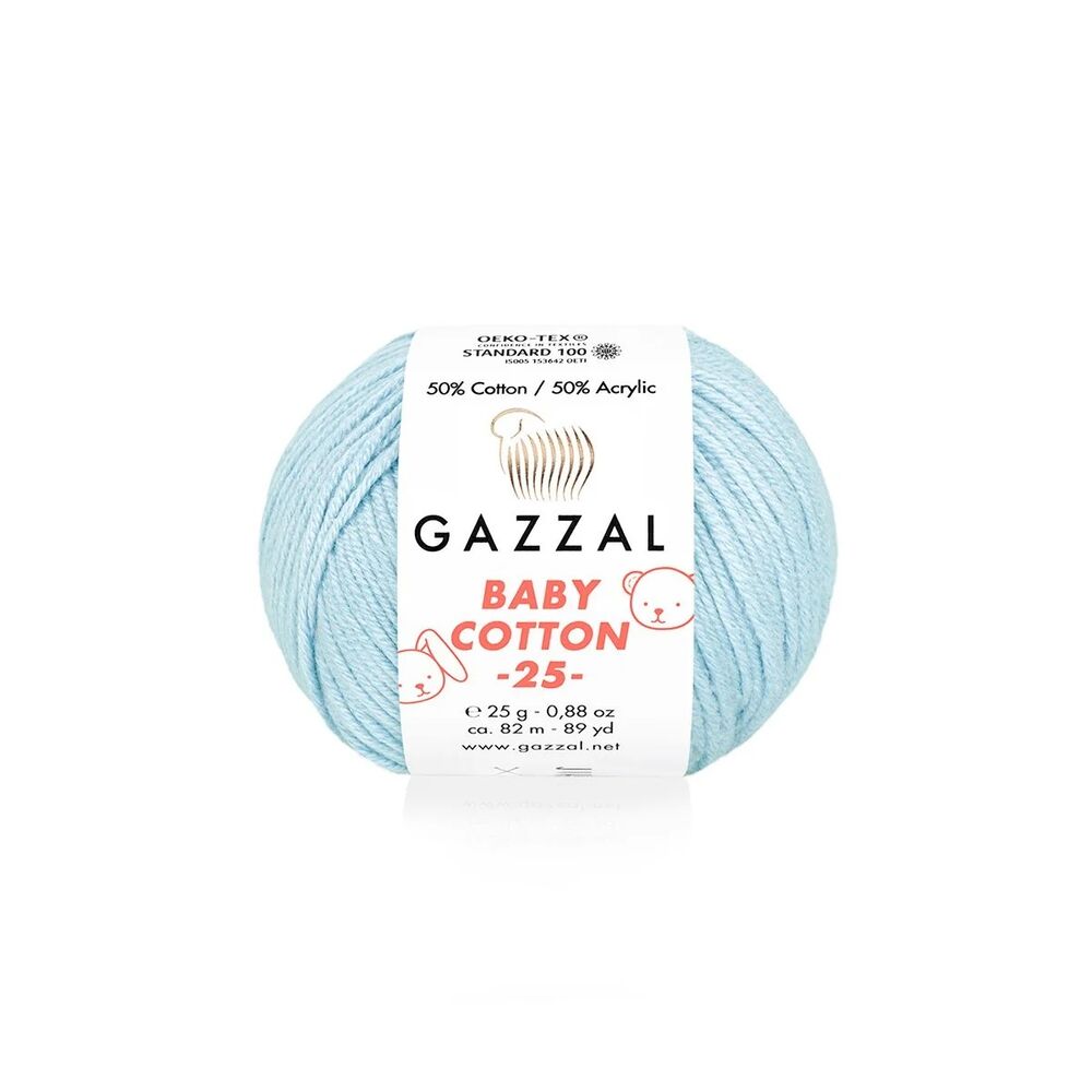 Gazzal Baby Cotton 25 El Örgü İpi Bebe Mavi 3429