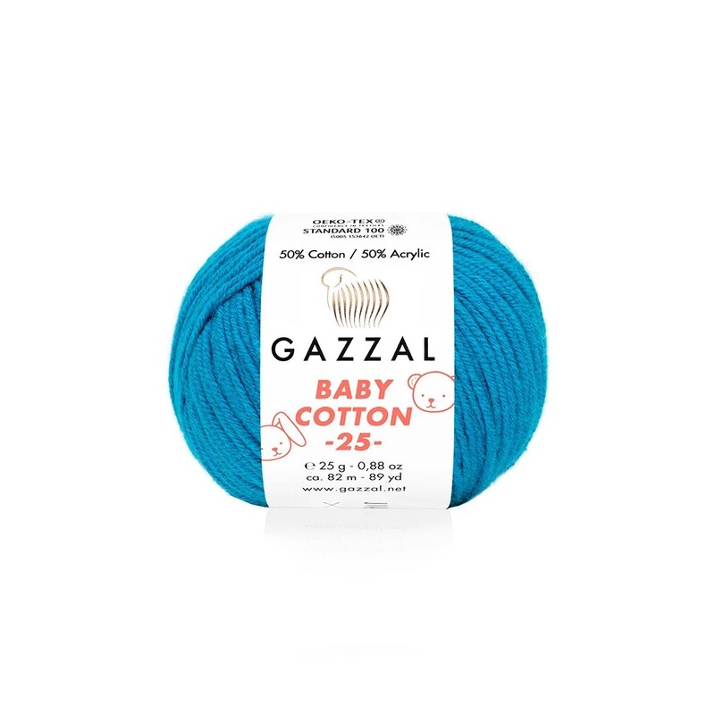 Gazzal Baby Cotton 25 El Örgü İpi Canlı Mavi 3428 - Thumbnail
