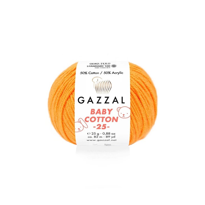 Gazzal - Gazzal Baby Cotton 25 El Örgü İpi Turuncu 3416