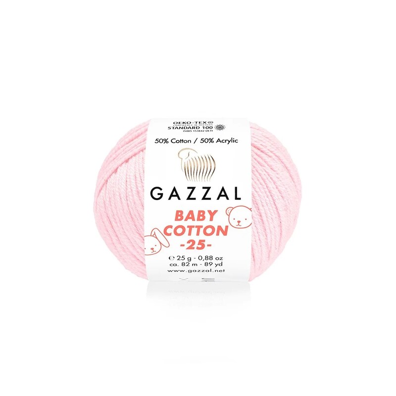 Gazzal - Gazzal Baby Cotton 25 El Örgü İpi Açık Pembe 3411
