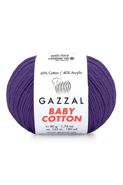 Gazzal Baby Cotton El Örgü İpi Koyu Lila 3440 - Thumbnail
