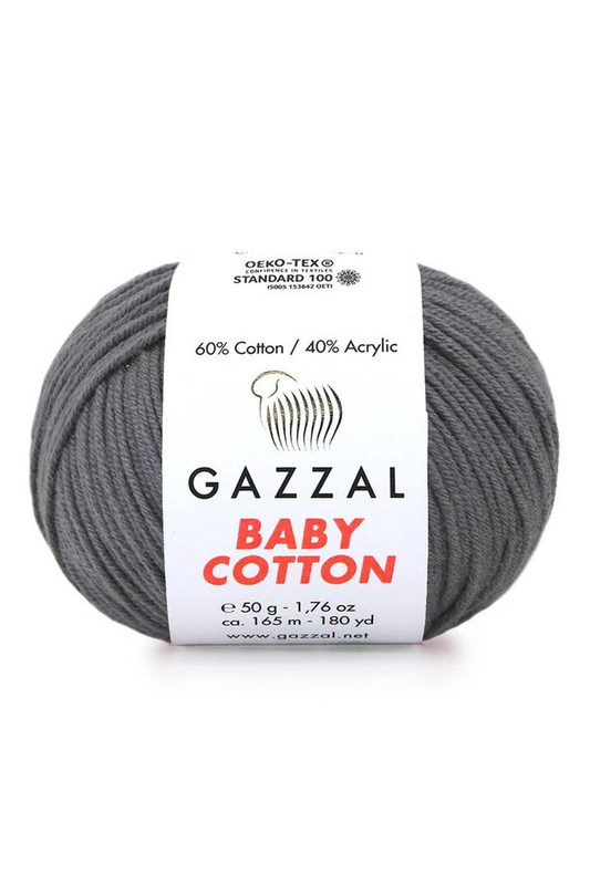 Gazzal - Gazzal Baby Cotton El Örgü İpi Koyu Gri 3450