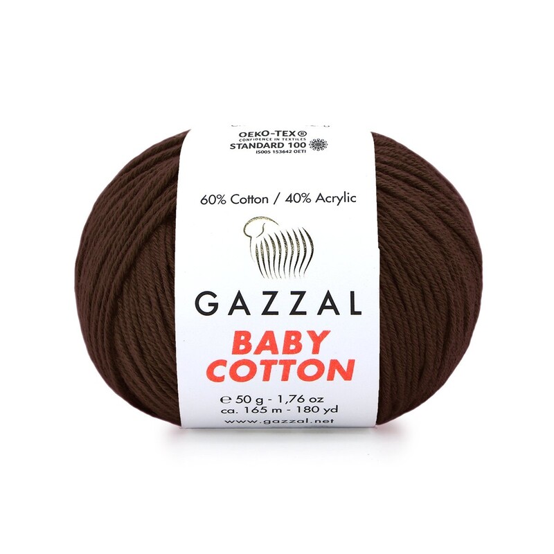 Gazzal Baby Cotton El Örgü İpi Kahverengi 3436 - Thumbnail