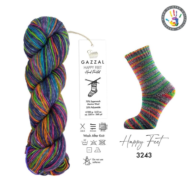 Gazzal Happy Feet Hand Knitting Yarn | 3243 - Thumbnail