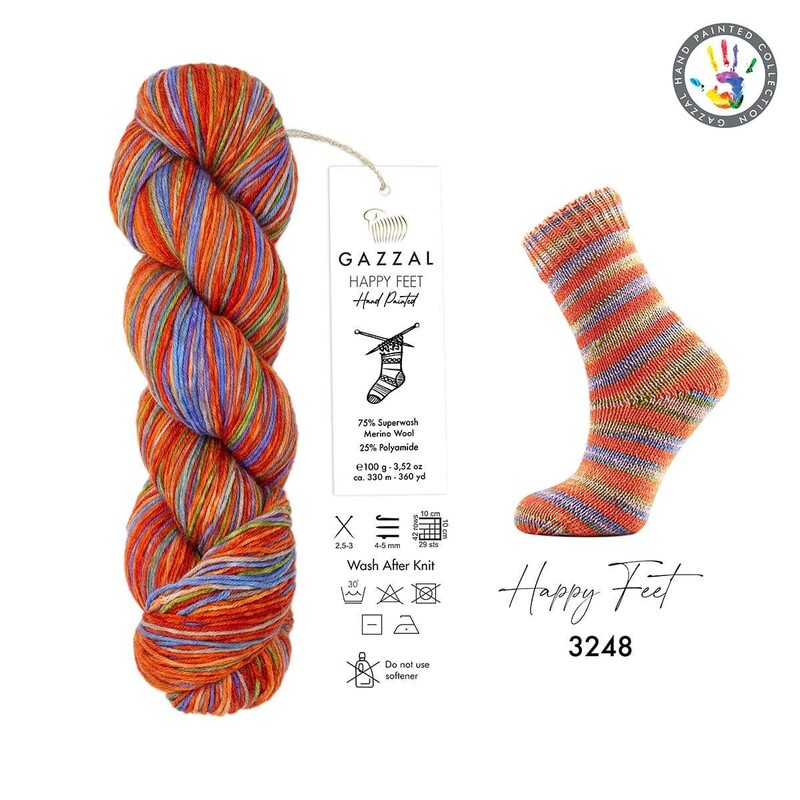 Gazzal Happy Feet Hand Knitting Yarn | 3248 - Thumbnail