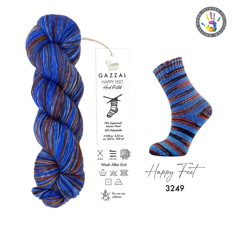 Gazzal Happy Feet Hand Knitting Yarn | 3249 - Thumbnail