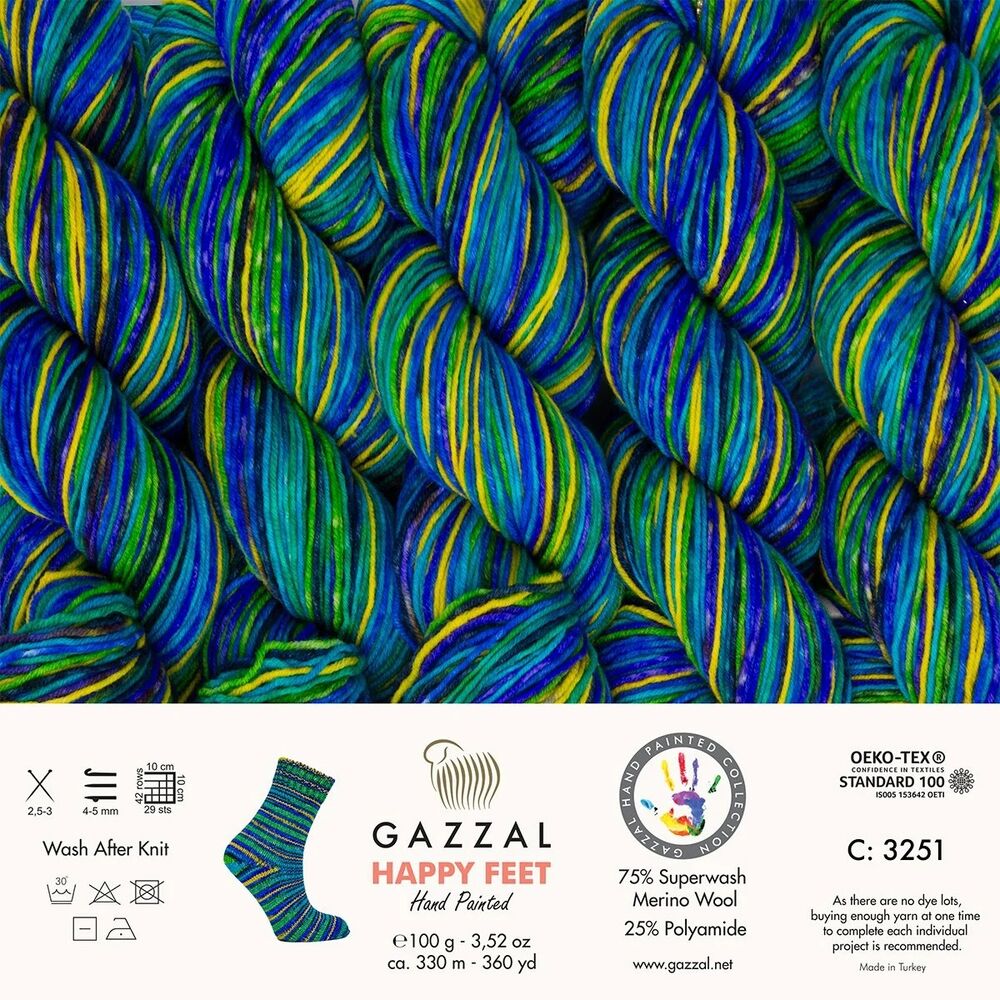 Gazzal Happy Feet Hand Knitting Yarn | 3251