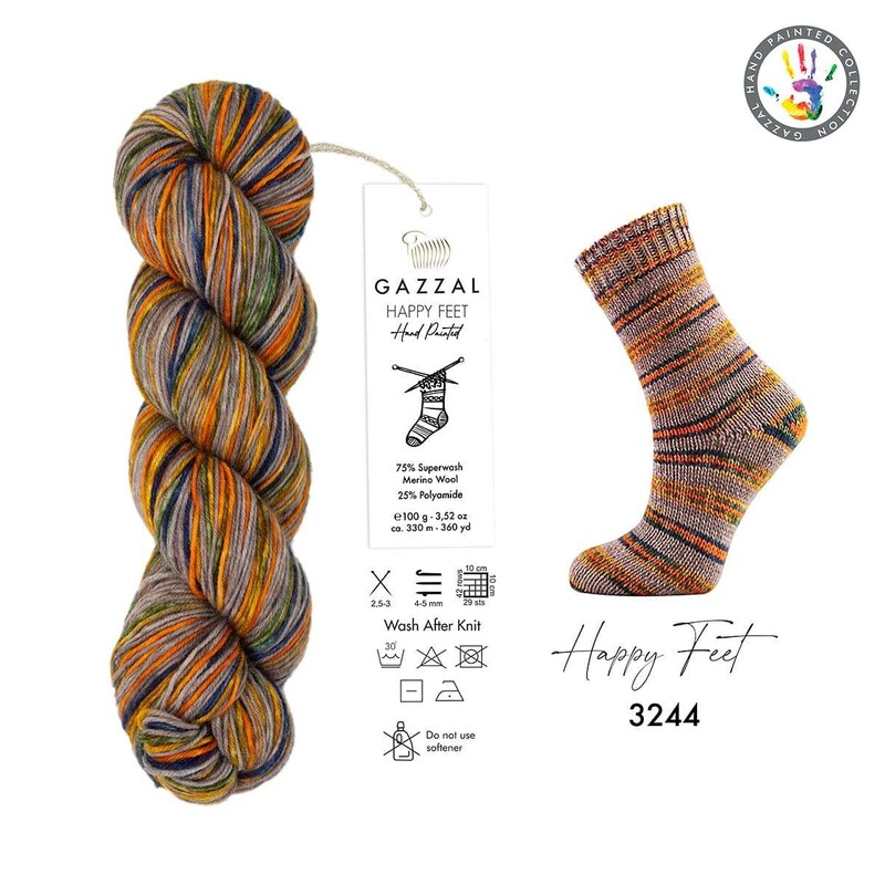 Gazzal Happy Feet Hand Knitting Yarn | 3244 - Thumbnail