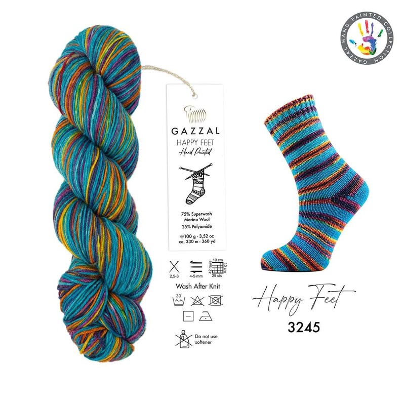Gazzal Happy Feet Hand Knitting Yarn | 3245 - Thumbnail