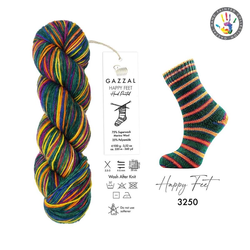 Gazzal Happy Feet Hand Knitting Yarn | 3250 - Thumbnail
