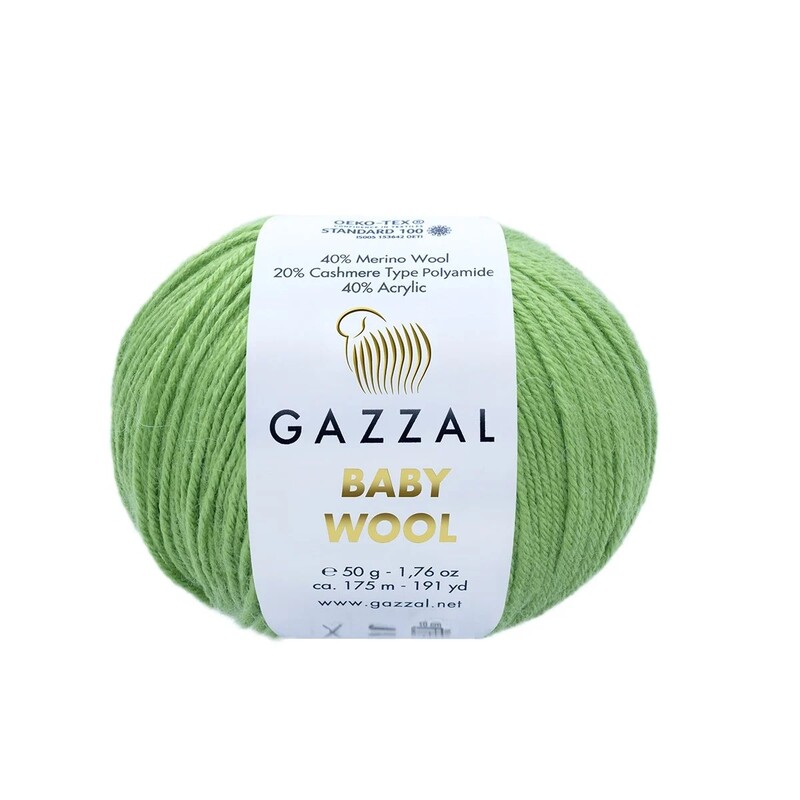 Gazzal Baby Wool Yarn/Green 838 - Thumbnail