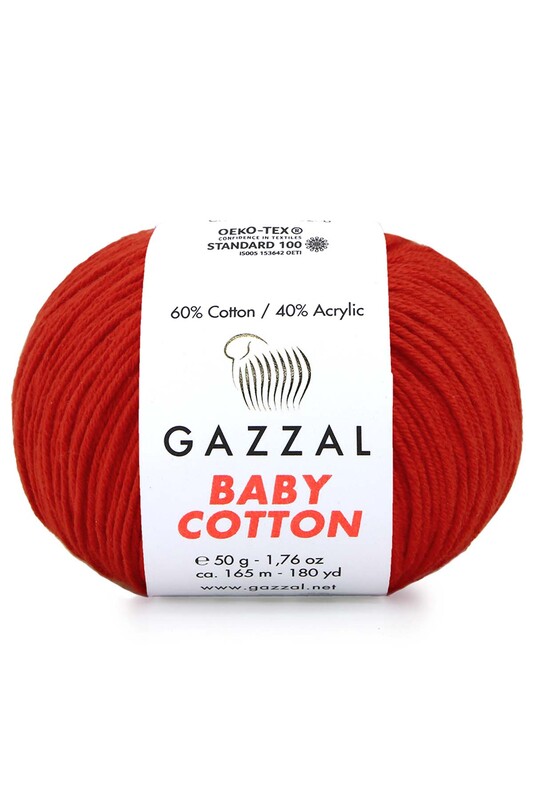 Gazzal - Gazzal Baby Cotton El Örgü İpi Alev Kırmızı 3443
