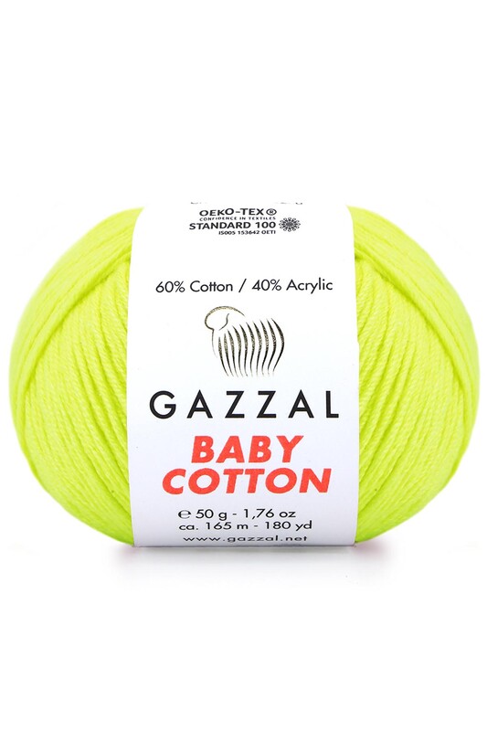 Gazzal - Gazzal Baby Cotton El Örgü İpi Neon Sarı 3462
