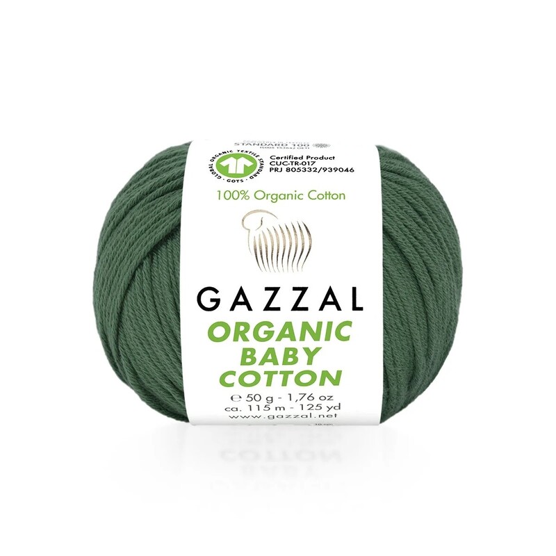 Gazzal Organic Baby Cotton Yarn| Green 427 - Thumbnail