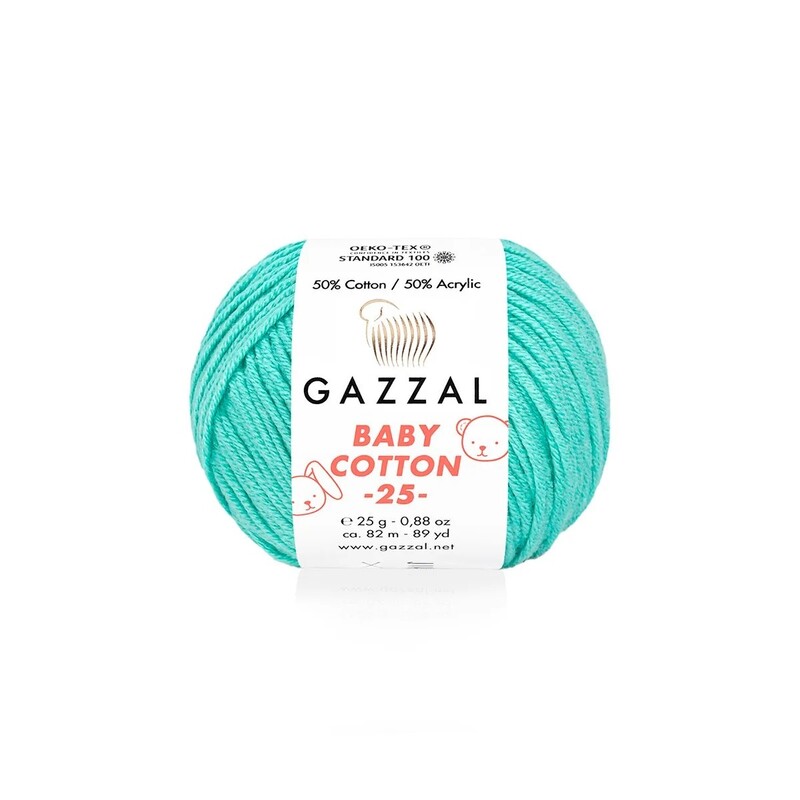 Gazzal Baby Cotton Yarn|Turquoise 3452 - Thumbnail