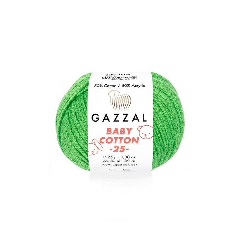 Gazzal Baby Cotton Yarn| Green 3448 - Thumbnail