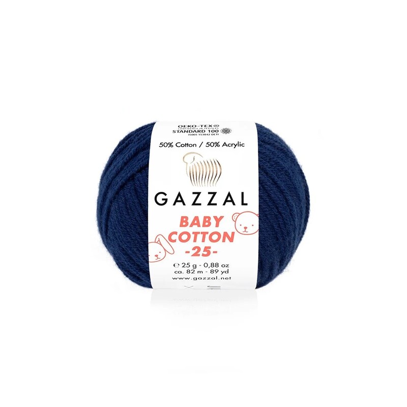 Gazzal - Gazzal Baby Cotton Yarn|Navy blue 3438