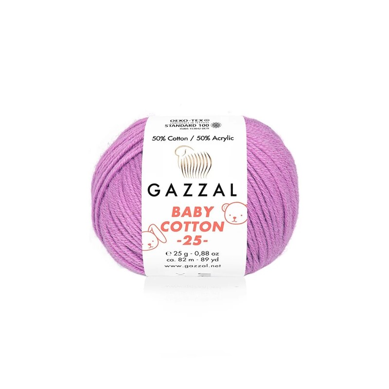 Gazzal Baby Cotton Yarn|Lilac 3414 - Thumbnail