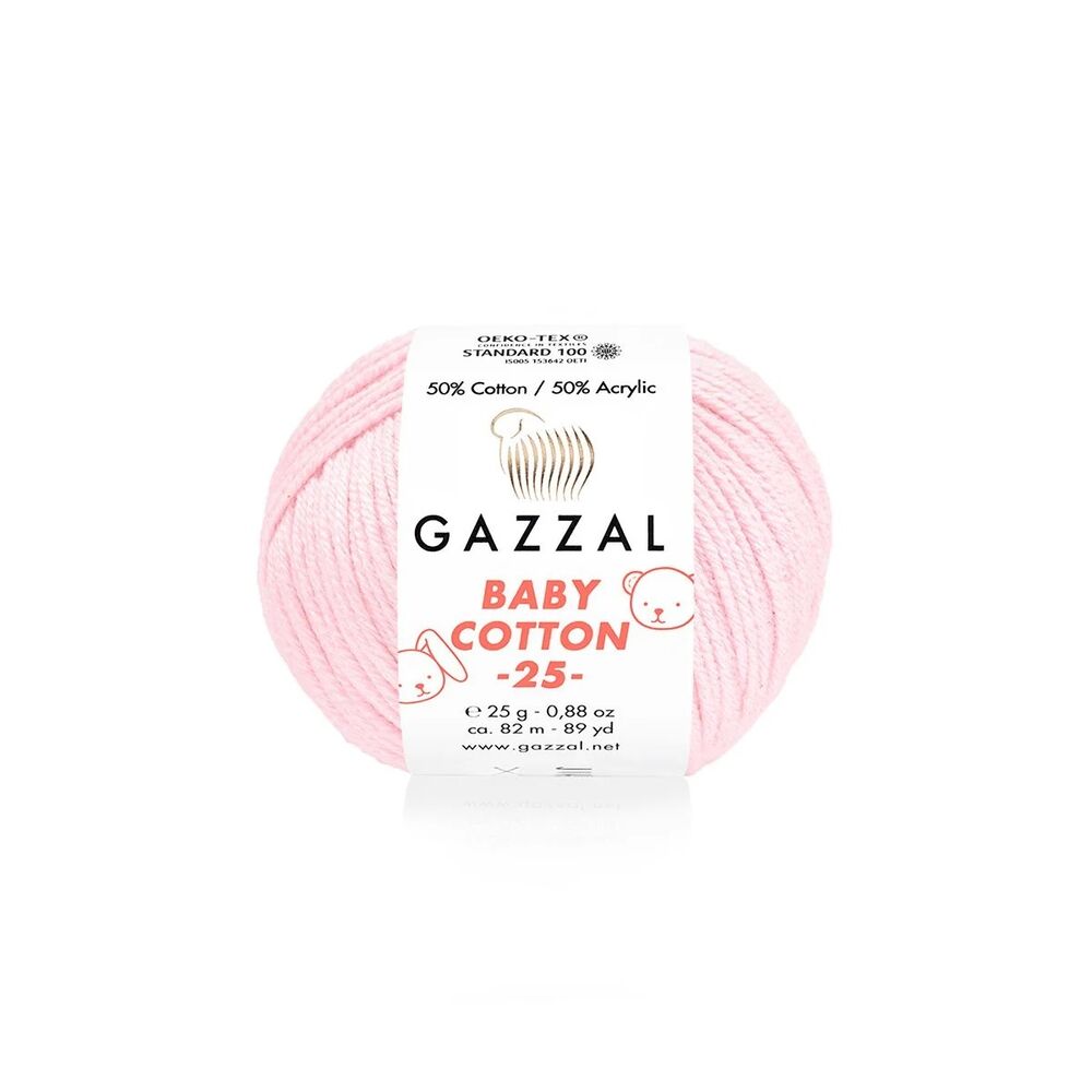 Gazzal Baby Cotton 25 Yarn | Light Pink 3411