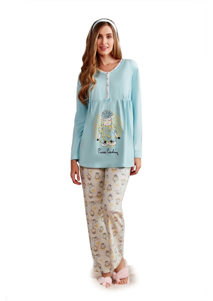 Pierre Cardin Kuzu Desenli Hamile Pijama Takımı PC7247 | Mavi